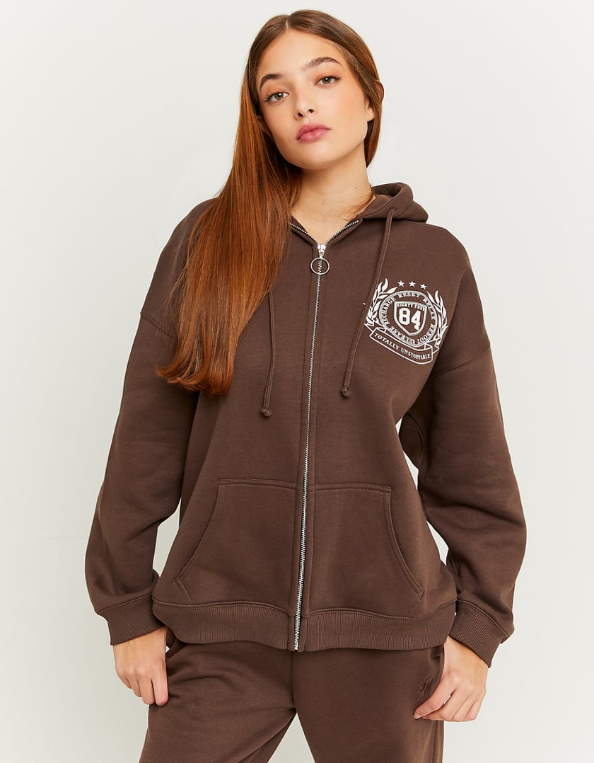 TALLY WEiJL, Brown Oversize Printed Hoodie for Women