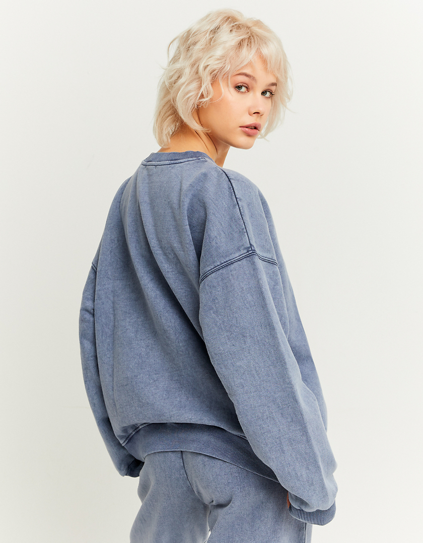 TALLY WEiJL, Denim Wash Printed Oversize Sweatshirt for Women