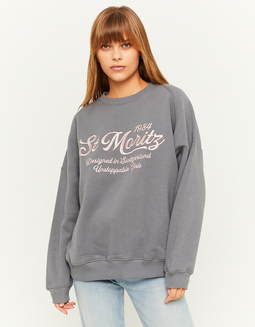 TALLY WEiJL, Graues bedrucktes Oversize-Sweatshirt for Women