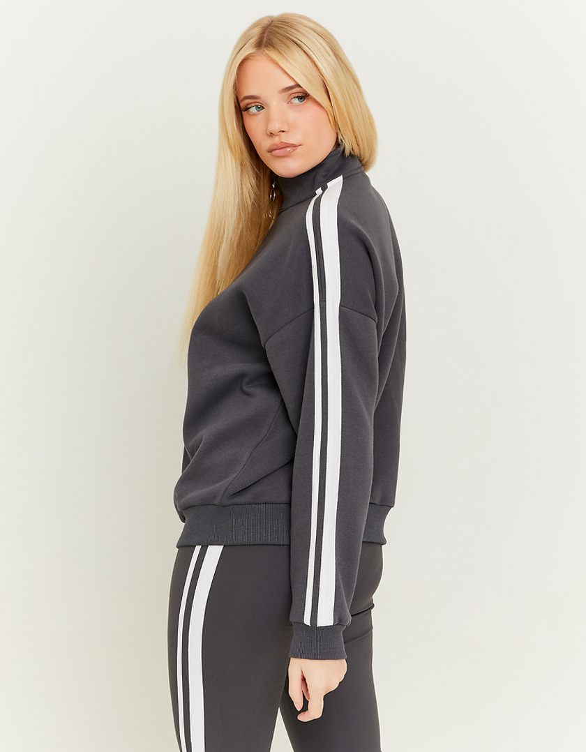 TALLY WEiJL, Grey Oversize Sweatshirt with Lateral White Bands for Women