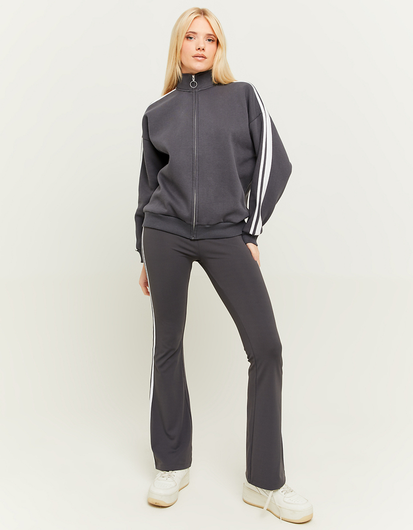TALLY WEiJL, Grey Oversize Sweatshirt with Lateral White Bands for Women