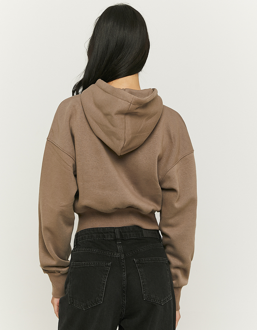 TALLY WEiJL, Brown Zip Up Cropped Hoodie for Women