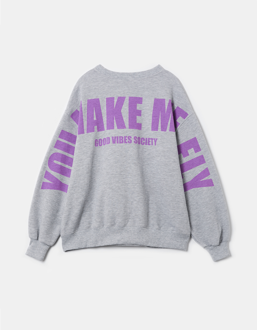 TALLY WEiJL, Grey Oversize Printed Sweatshirt for Women