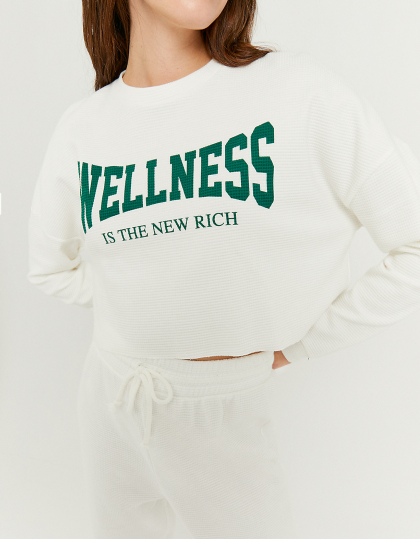 TALLY WEiJL, Kurzes Sweatshirt aus Waffelmuster mit Aufdruck for Women