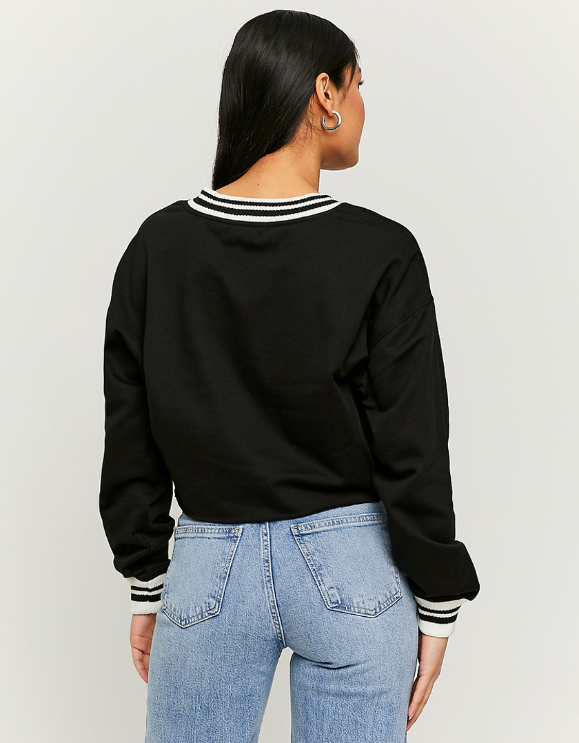 TALLY WEiJL, Black Printed V-Neck Sweatshirt for Women