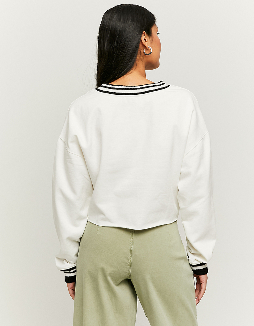 TALLY WEiJL, White Printed V-Neck Sweatshirt for Women