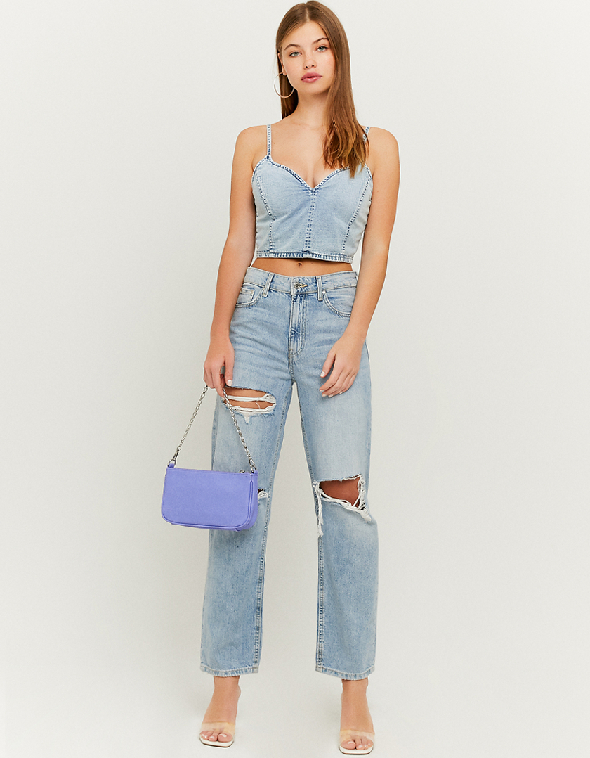 TALLY WEiJL, Crop Top in Jeans Smanicato for Women
