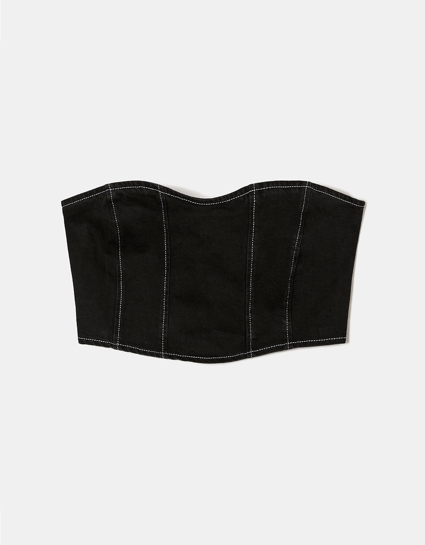 TALLY WEiJL, Top corset en jean Noir for Women