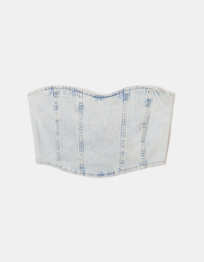 Top corset en jean Bleu