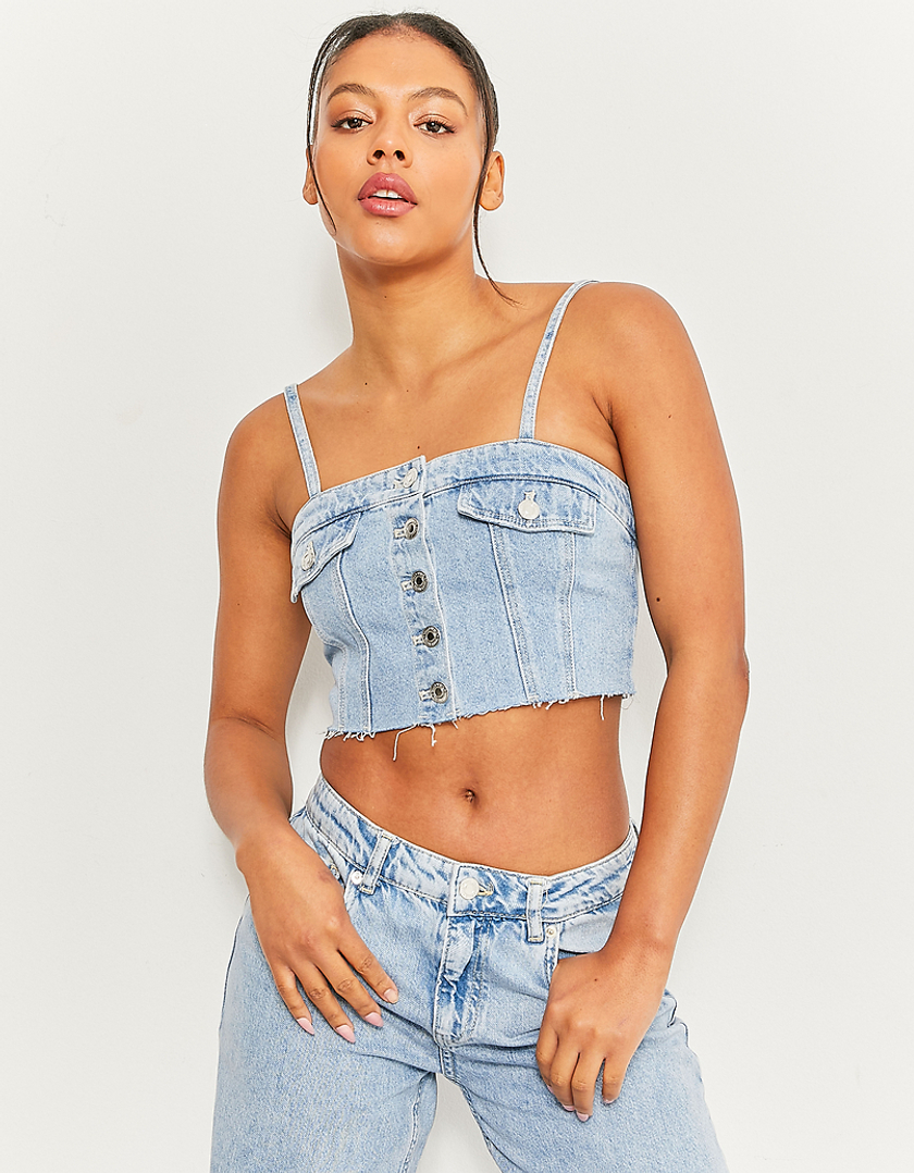 Geknöpftes Cropped Denim-Top | TALLY WEiJL Deutschland 