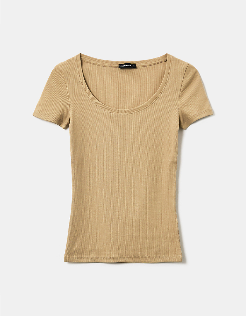 TALLY WEiJL, Beżowy t-shirt Basic for Women
