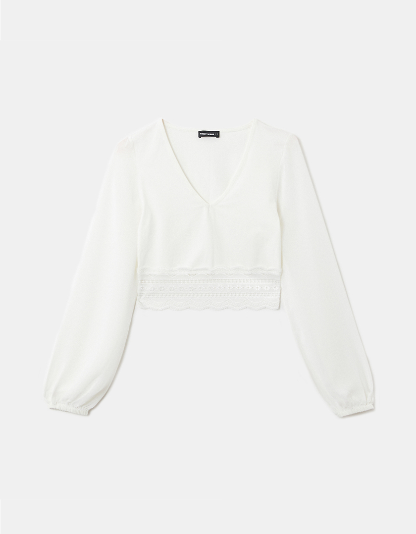 TALLY WEiJL, Blouse Courte Col V Blanche for Women