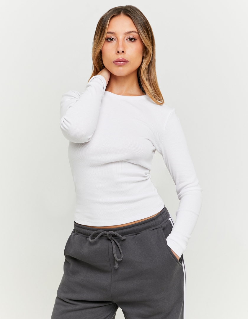 Weisses Basic Langarmshirt