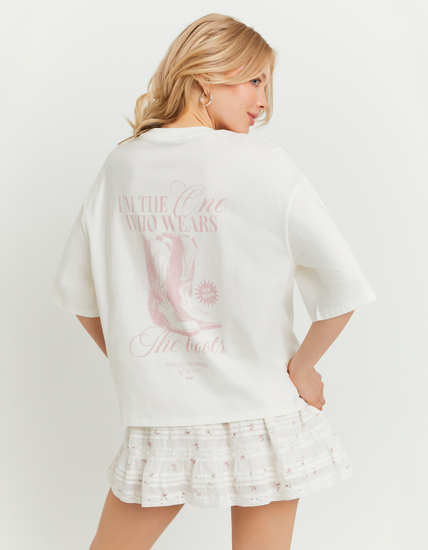 T-shirt oversize bianca con stampa