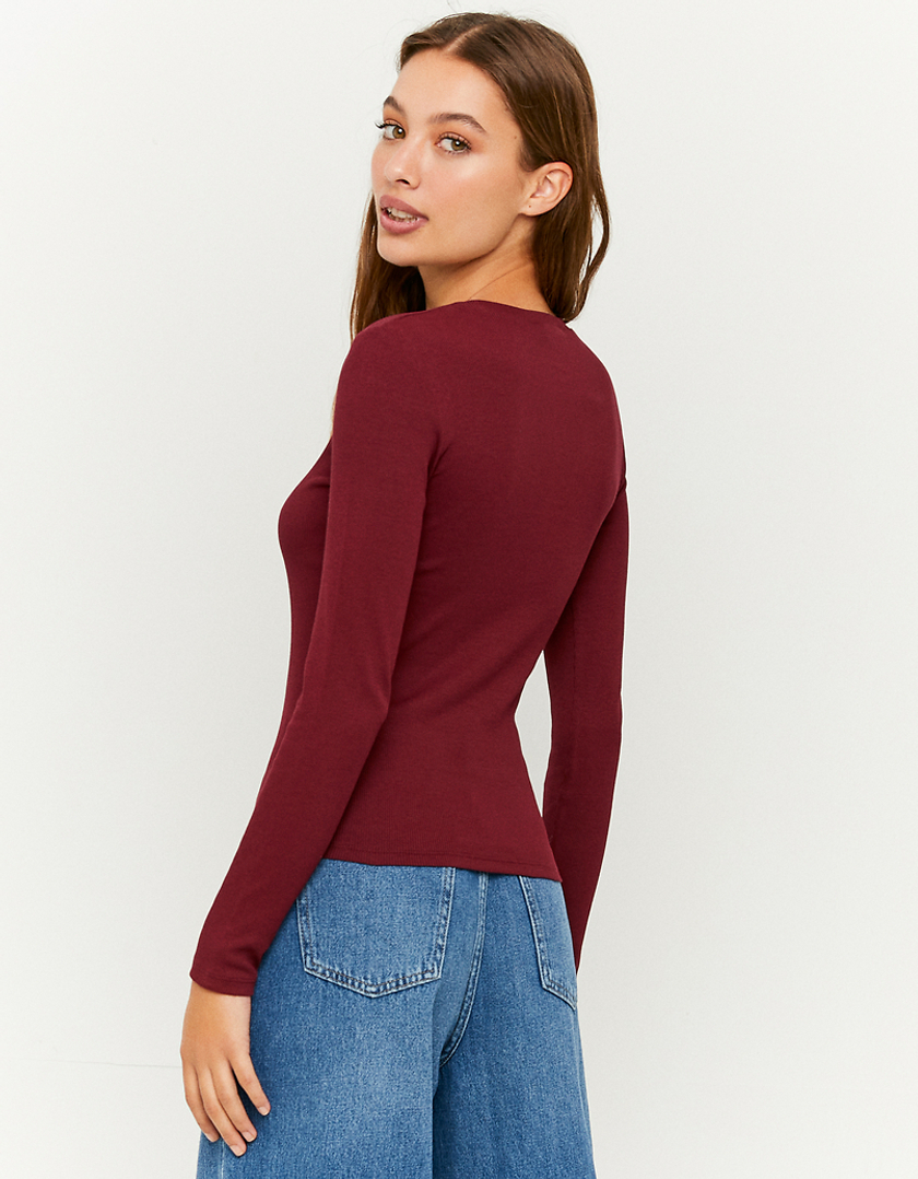 TALLY WEiJL, Rotes langärmliges Basic Top for Women