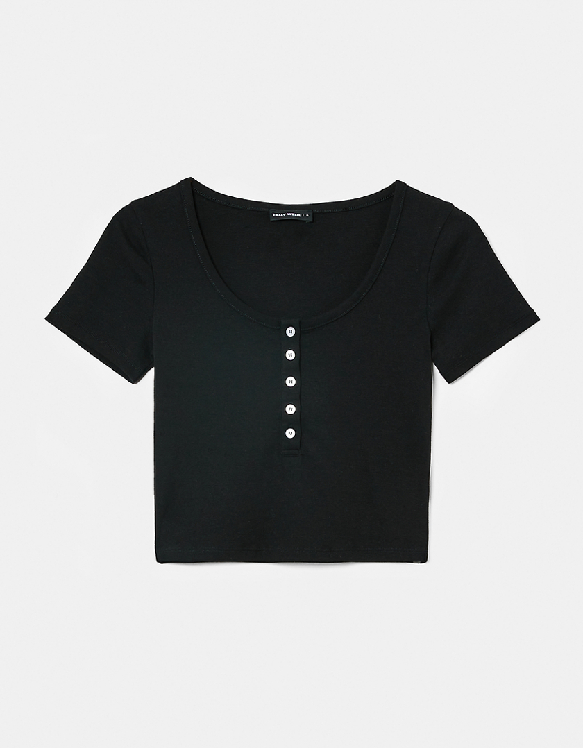 TALLY WEiJL, Black Basic T-Shirt for Women