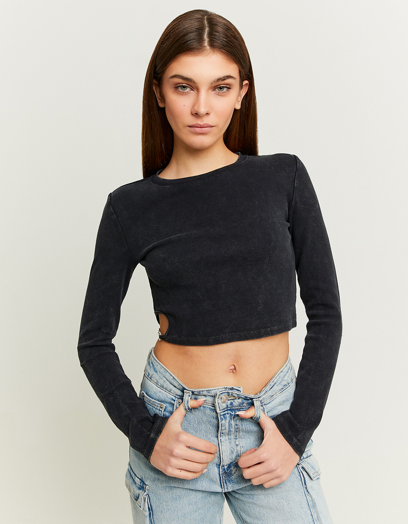 TALLY WEiJL, Crop Top Nero con Cut Out for Women