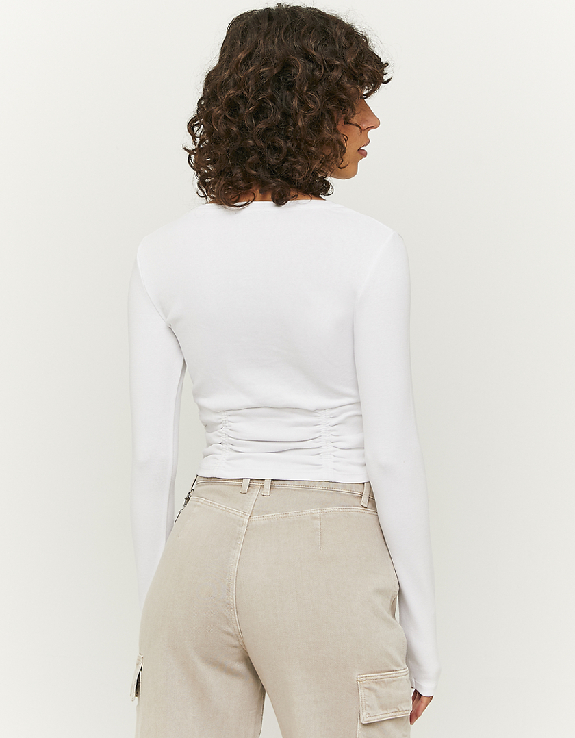 TALLY WEiJL, White Ruched Cropped Top for Women