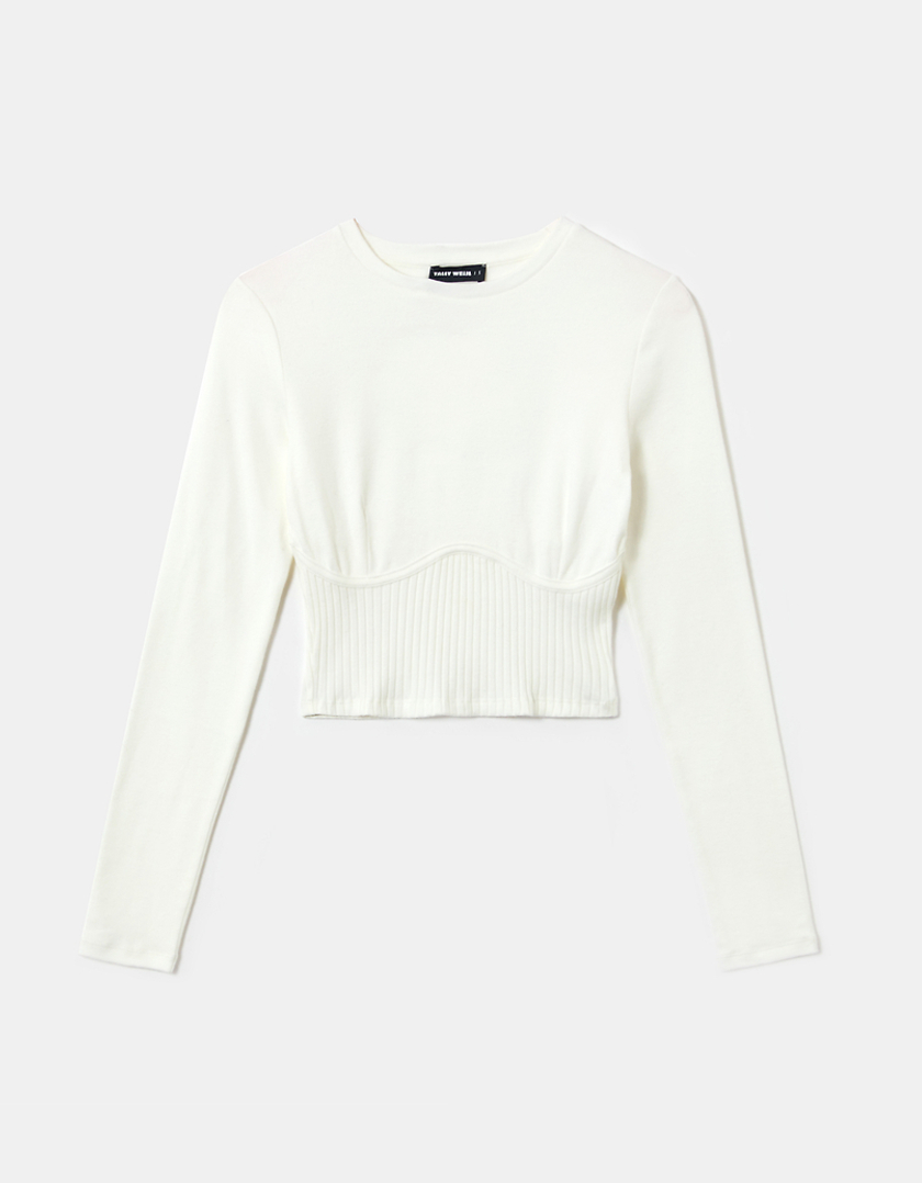 TALLY WEiJL, White Basic Knit Cropped Top for Women