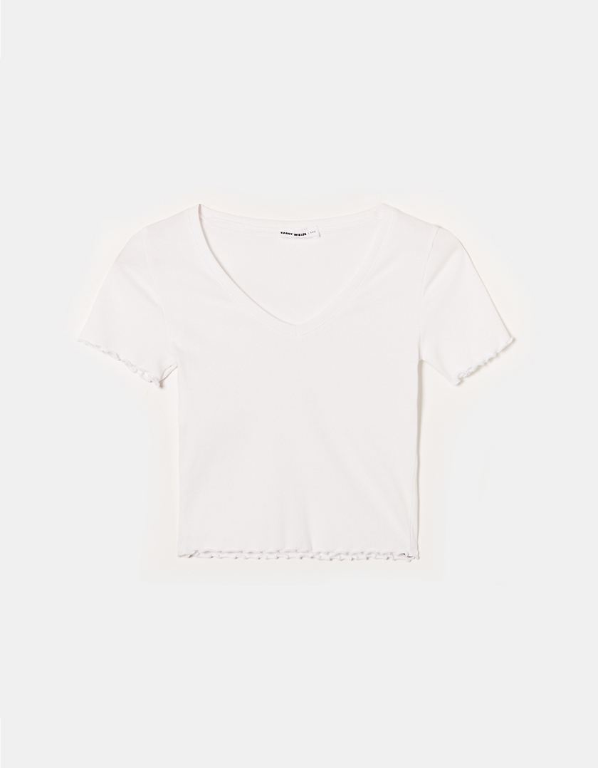 TALLY WEiJL, White V-neck T-shirt for Women