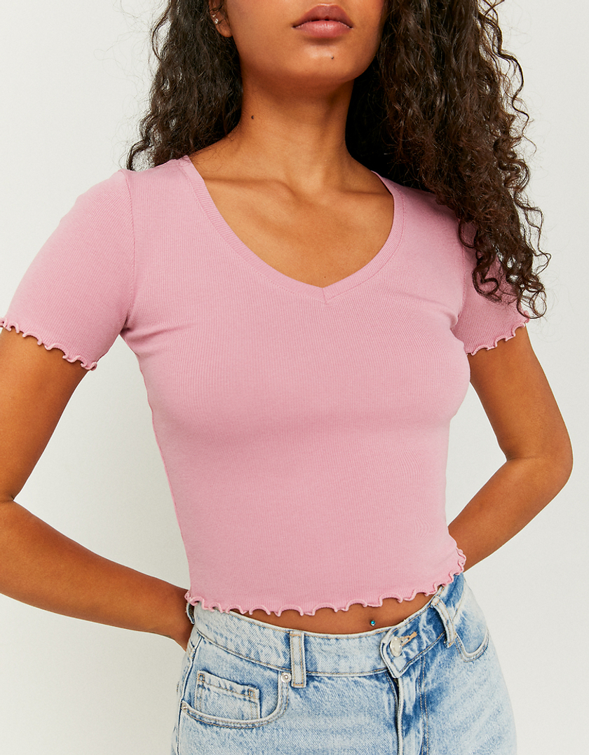 TALLY WEiJL, Ροζ Ruffles T-Shirt for Women