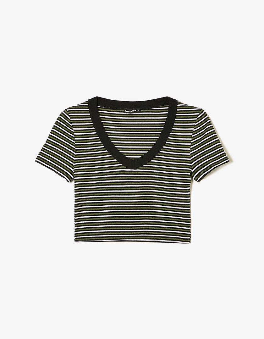 TALLY WEiJL, Striped Cropped T-shirt for Women
