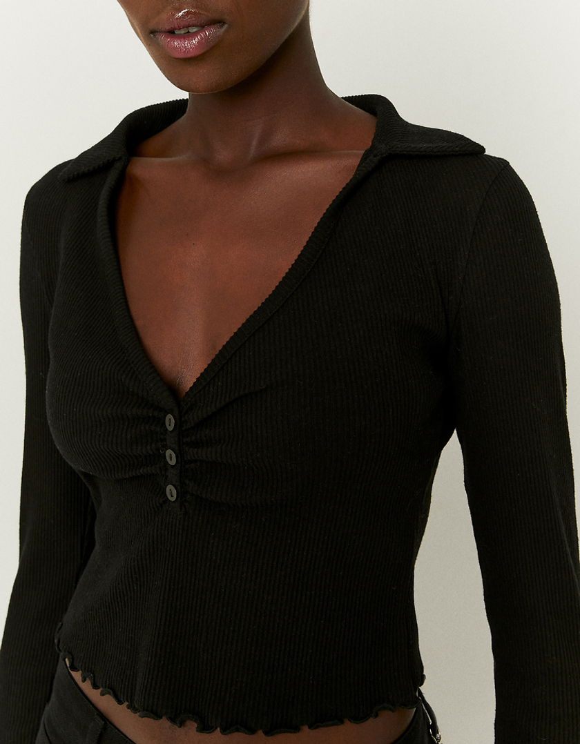 TALLY WEiJL, T-Shirt Basique Col V Noir for Women