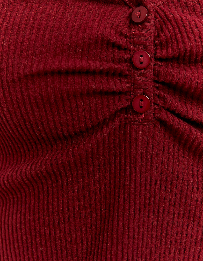 TALLY WEiJL, Rotes Basic T-Shirt mit V-Ausschnitt for Women