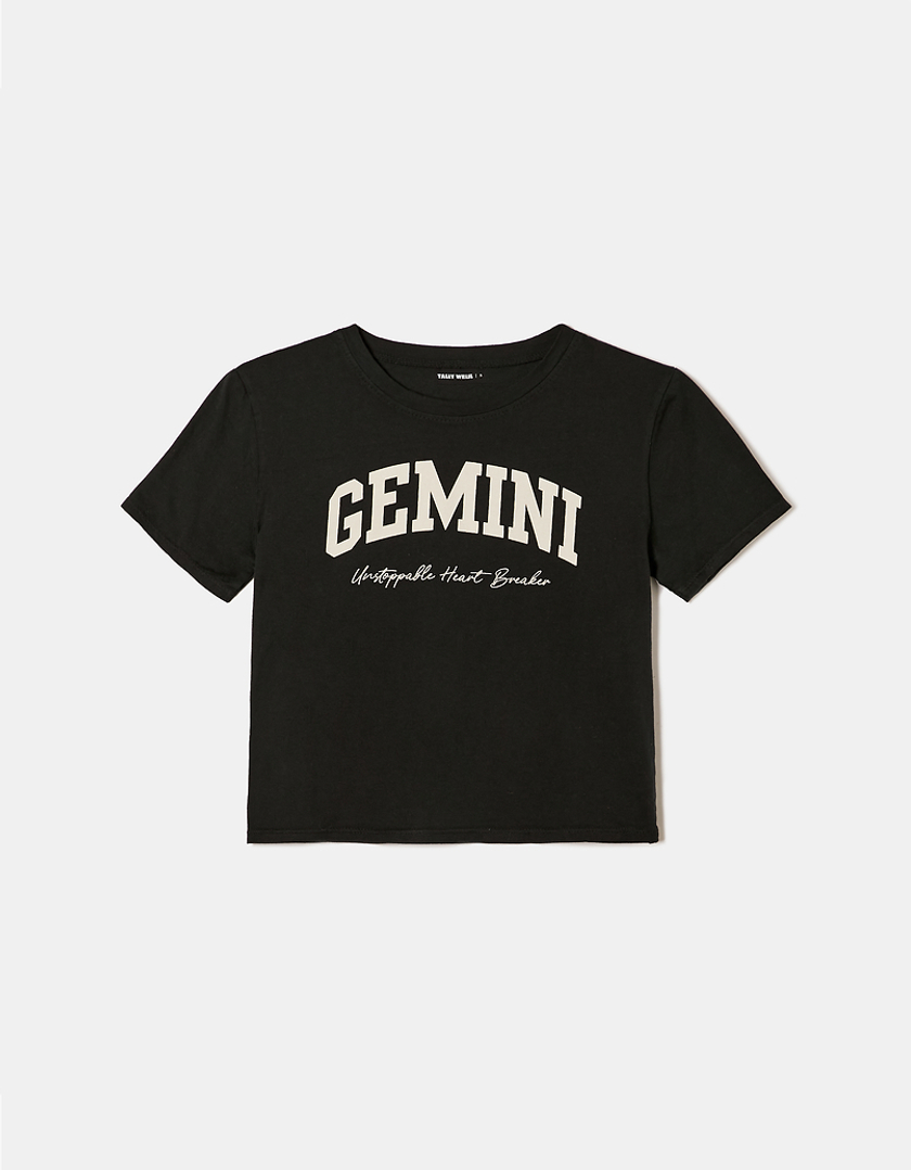 TALLY WEiJL, Czarna koszulka z nadrukiem „Gemini” for Women