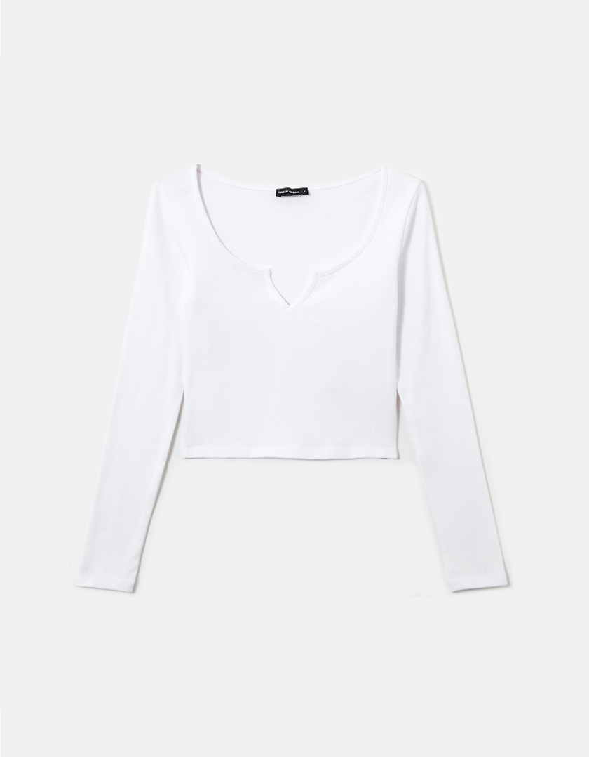 TALLY WEiJL, White Basic Long Sleeves T shirts for Women