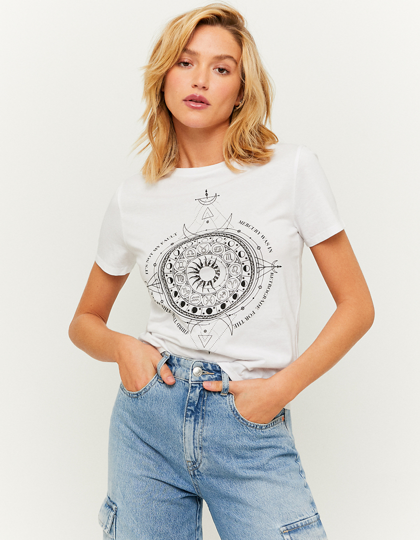 TALLY WEiJL, White Printed T-Shirt for Women