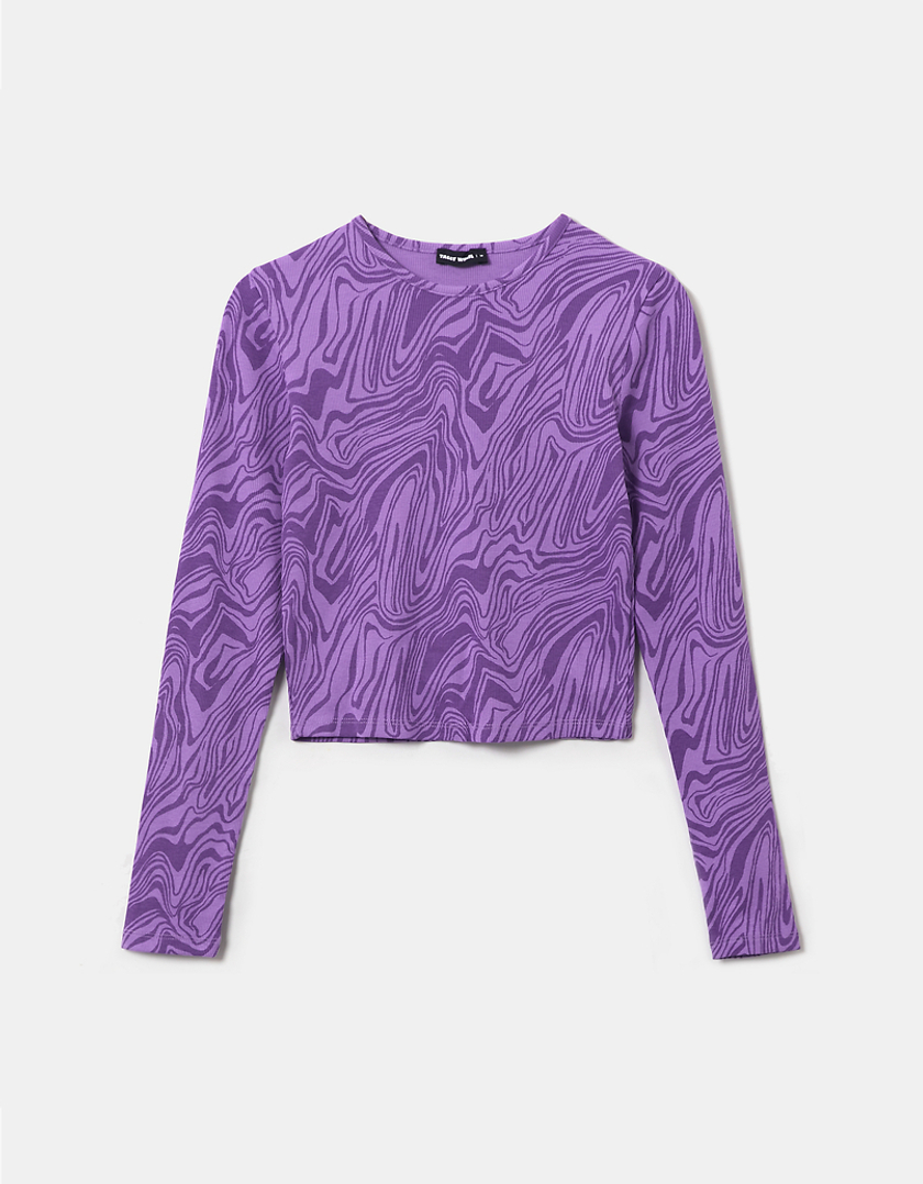 TALLY WEiJL, Purple  Printed Long Sleeves Top for Women