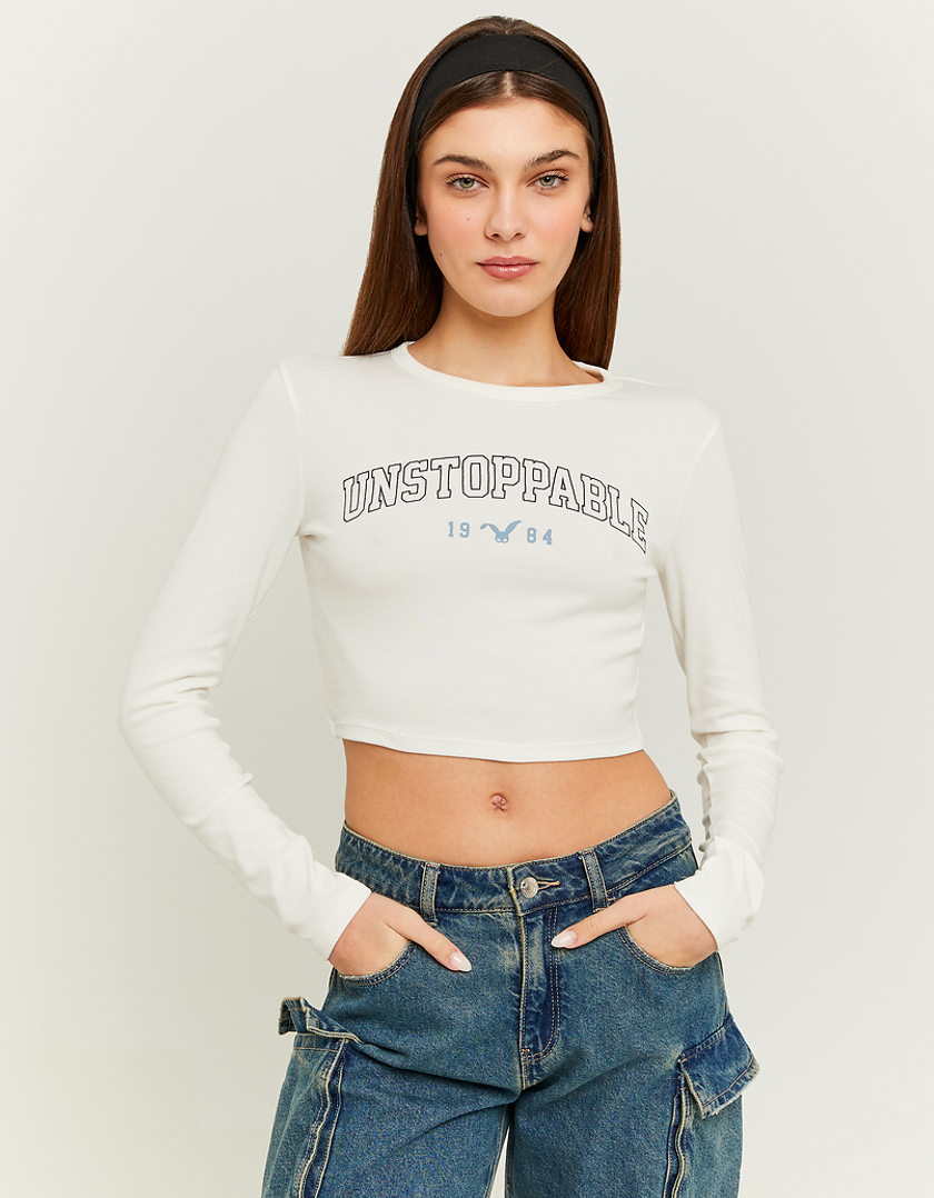 TALLY WEiJL, White cropped Printed T-shirt for Women