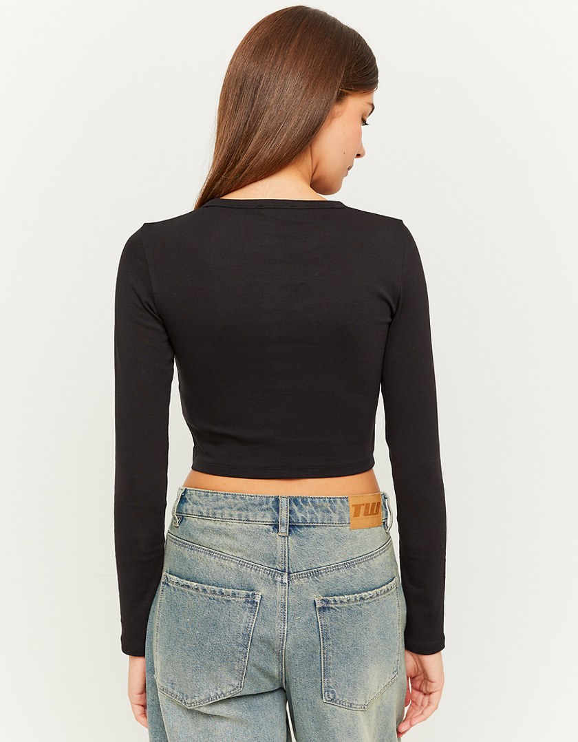 TALLY WEiJL, Black Printed Cropped T-Shirt for Women