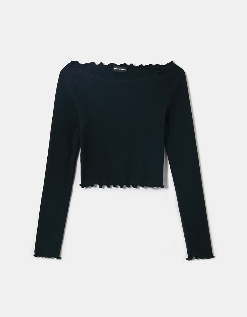 TALLY WEiJL, Black Long Sleeves Crop top for Women