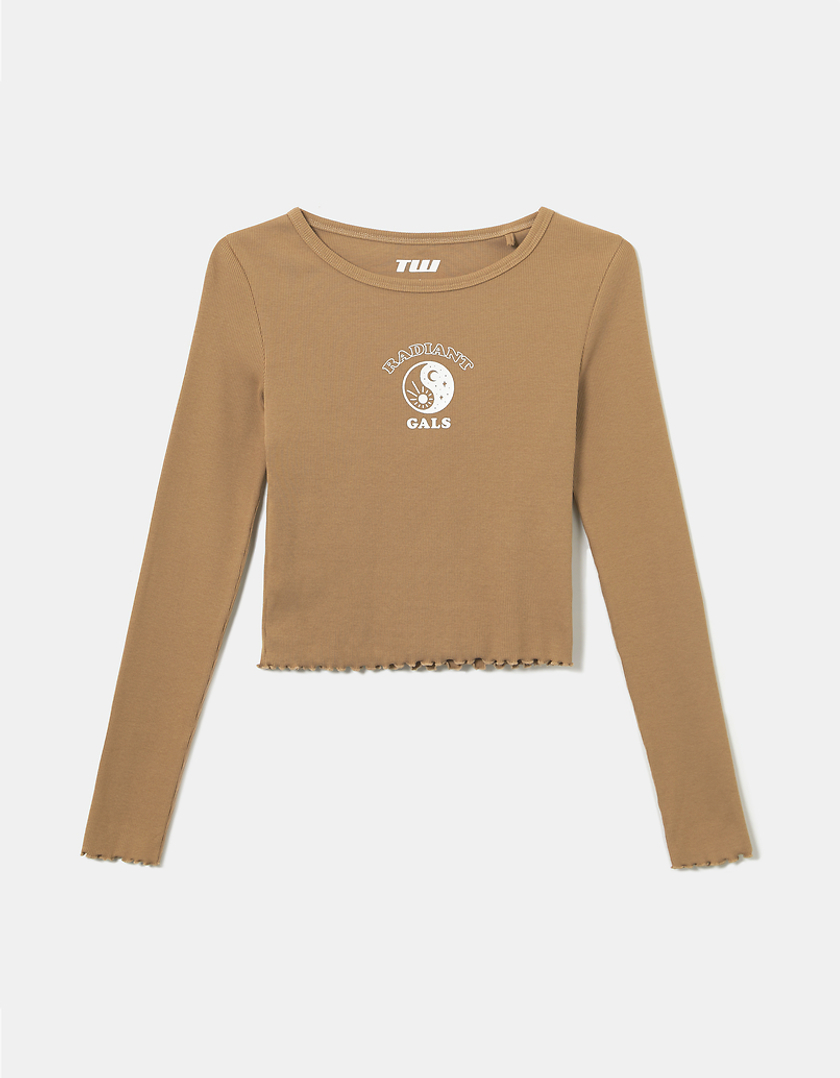 TALLY WEiJL, Brązowy t-shirt z nadrukiem for Women