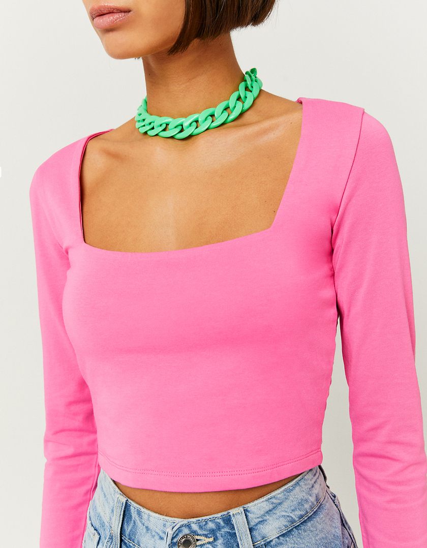 TALLY WEiJL, Crop Top Manches Longues Rose for Women