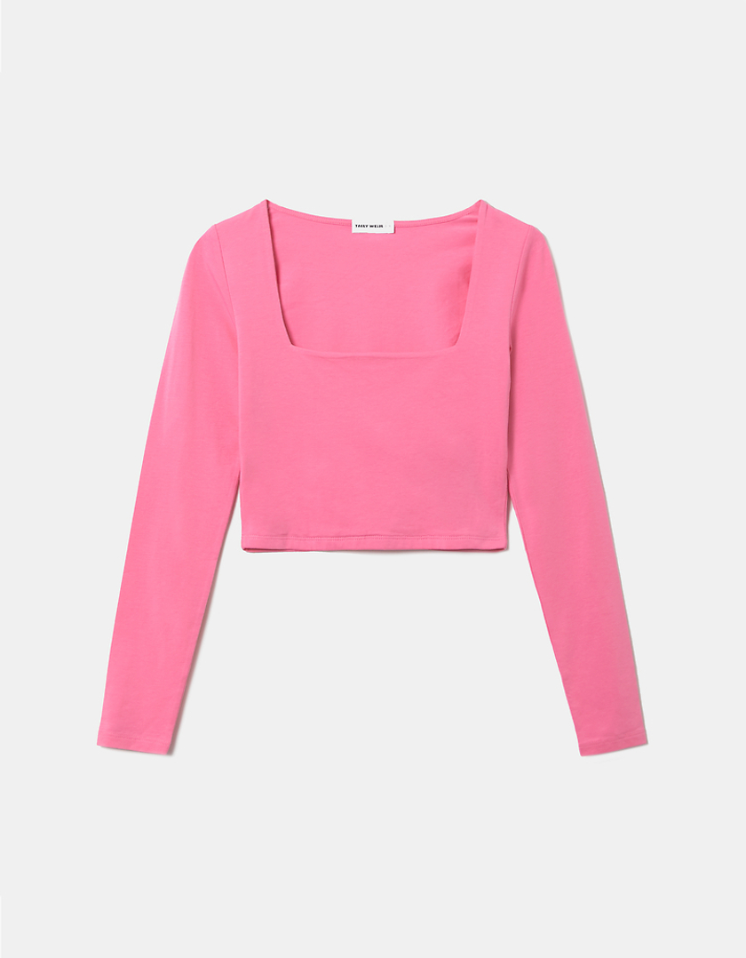 TALLY WEiJL, Pink Long Sleeves Crop Top for Women