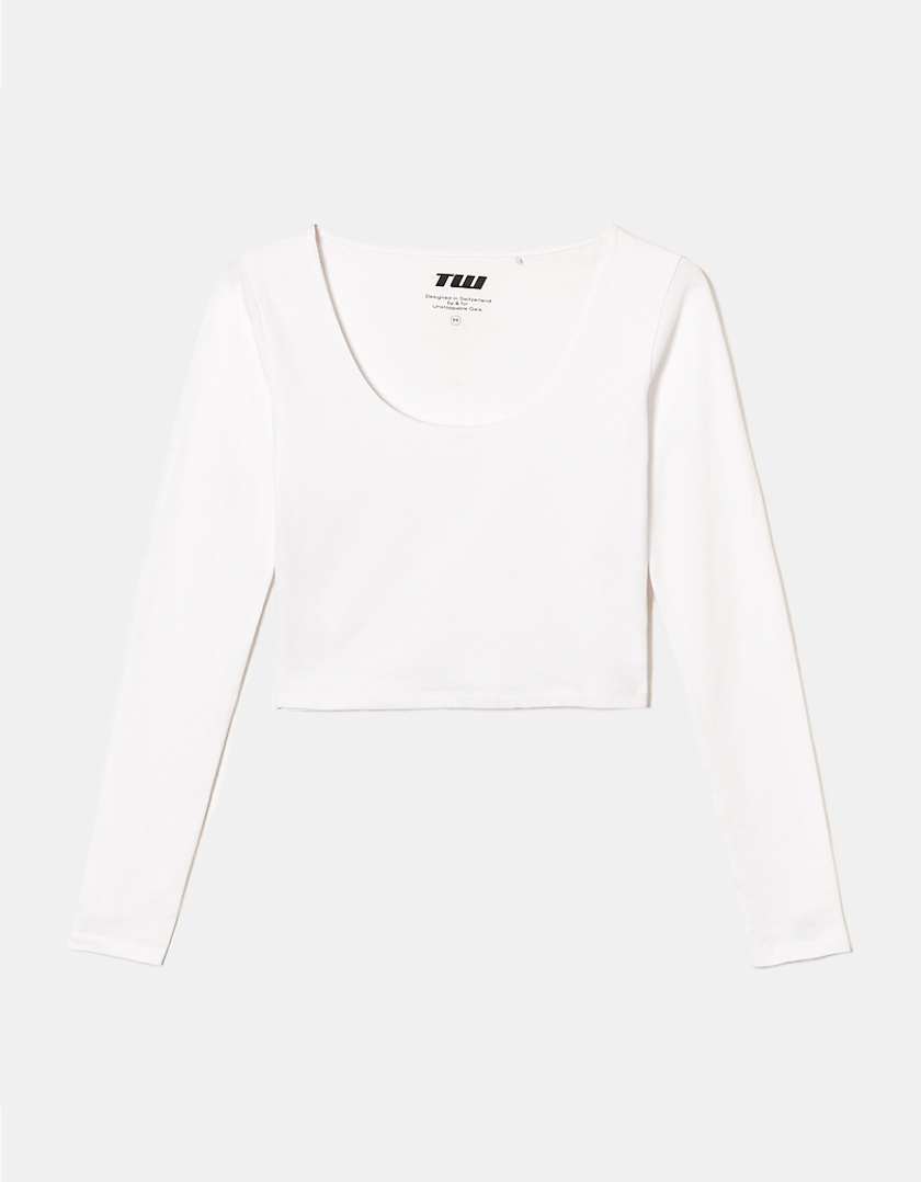 TALLY WEiJL, White  Cropped Basic  T-Shirt for Women