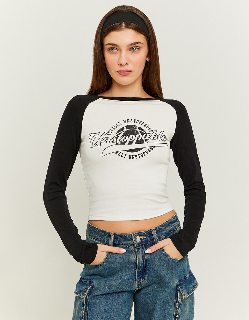 TALLY WEiJL, Weisses Cropped Printed T-Shirt for Women