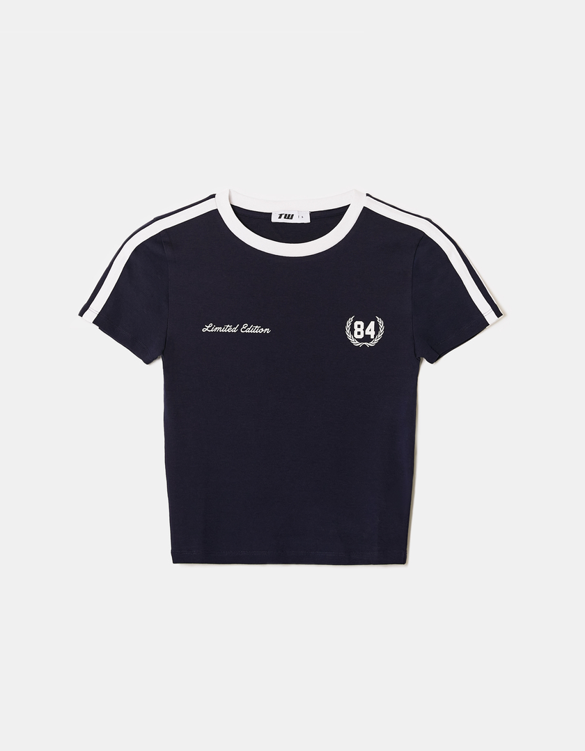 Niebieski T-shirt z nadrukiem