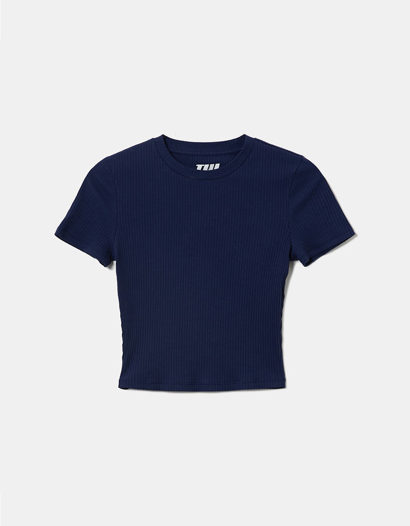 TALLY WEiJL, Μπλε Cropped κοντομάνικο T-Shirt for Women