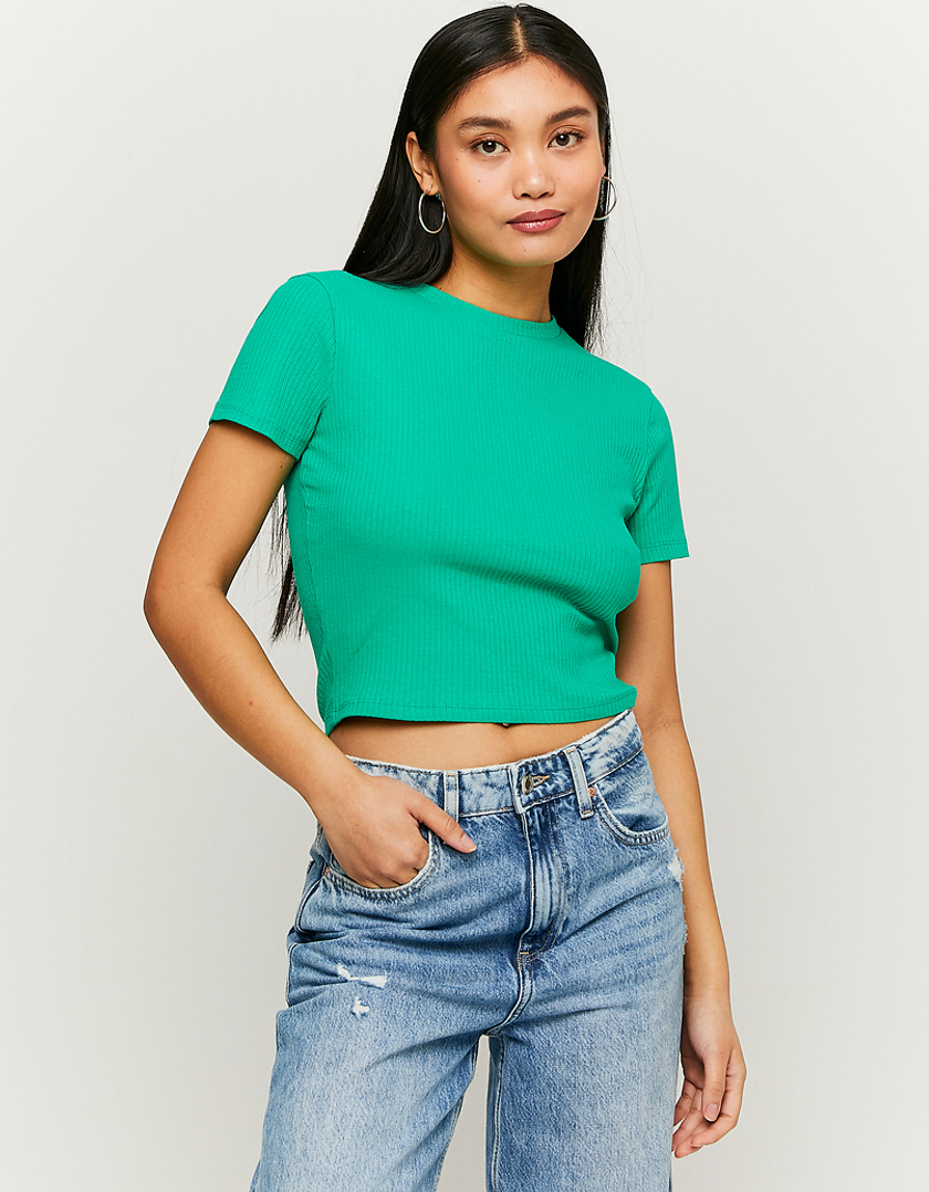 TALLY WEiJL, Green Cropped Short Sleeves T-shirt for Women