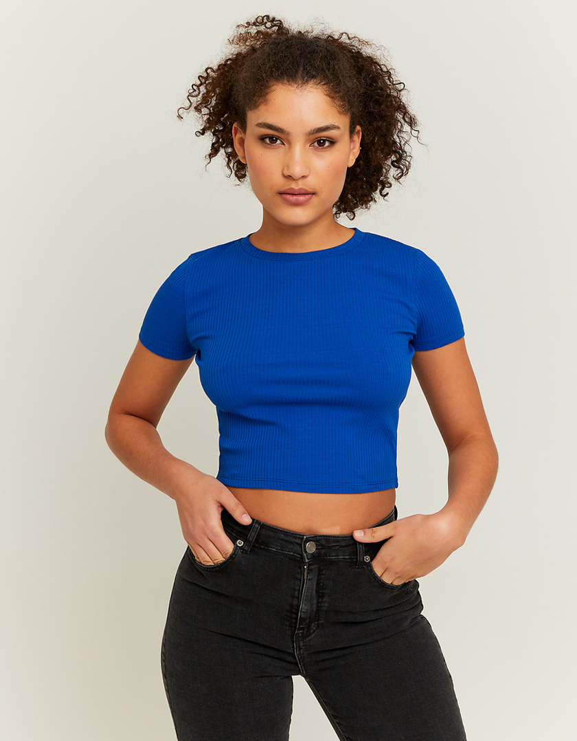 TALLY WEiJL, Blue Cropped Basic T-shirt for Women