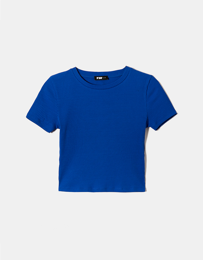 TALLY WEiJL, Blue Cropped Basic T-shirt for Women