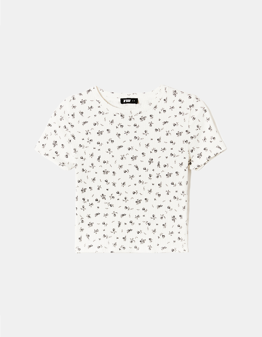 TALLY WEiJL, Floral Cropped Basic T-shirt for Women