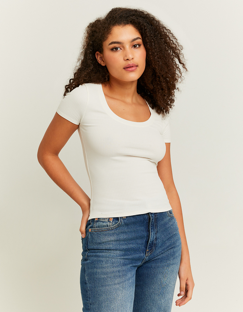TALLY WEiJL, White Basic Regular Fit T-shirt for Women