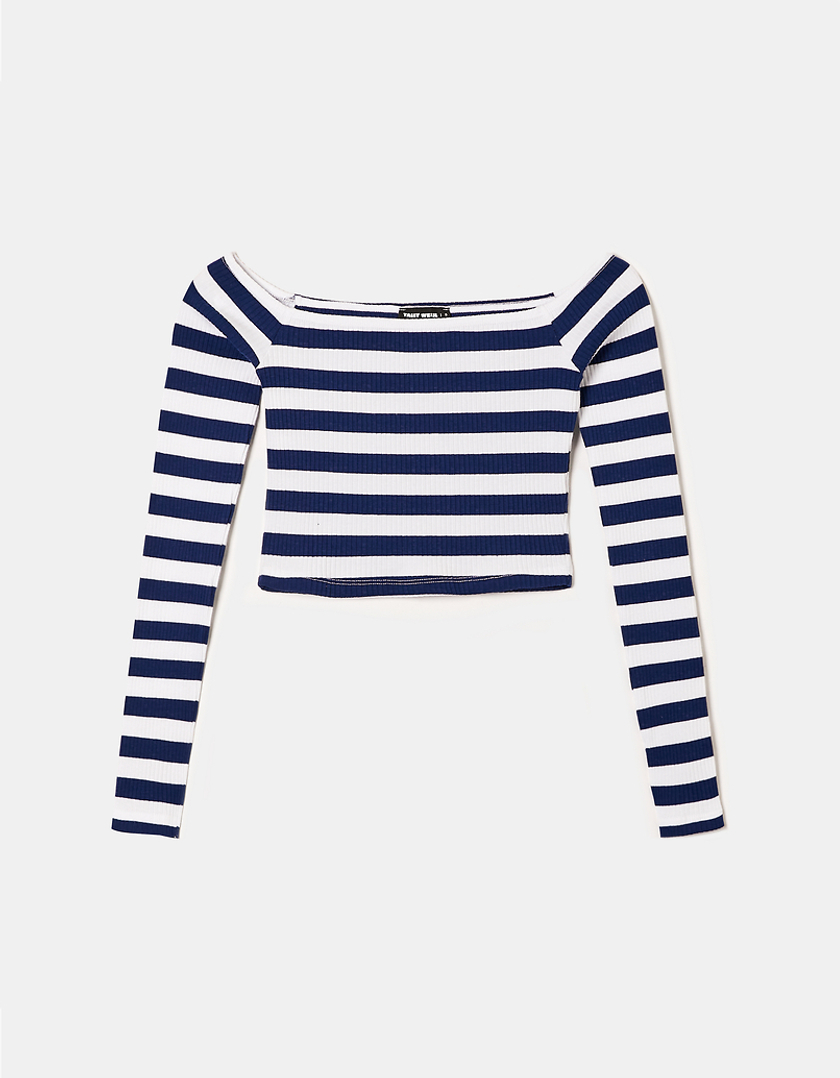TALLY WEiJL, Striped Ribbed Cropped Top for Women