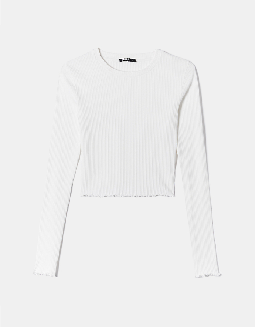 TALLY WEiJL, White Basic Ribbed T-shirt for Women