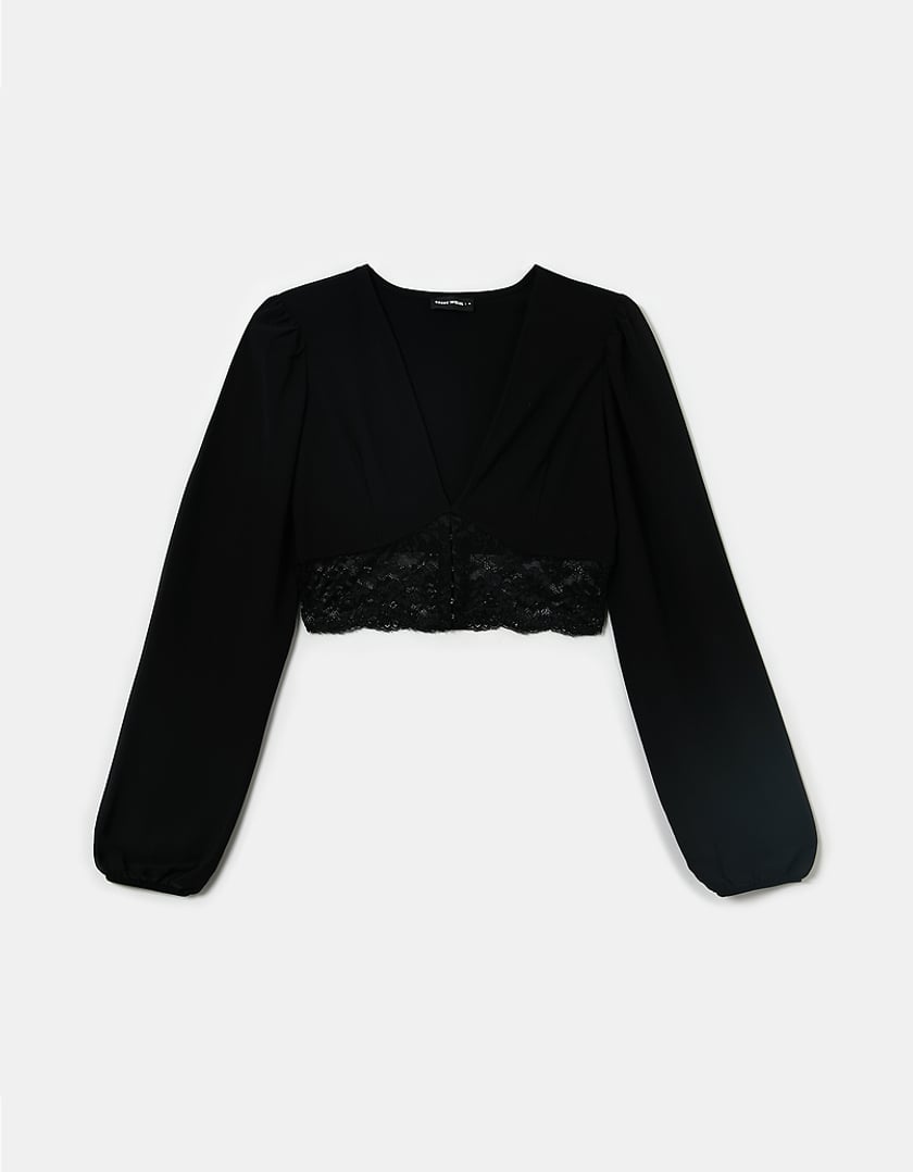 TALLY WEiJL, Black Blouse With Lace Detail for Women